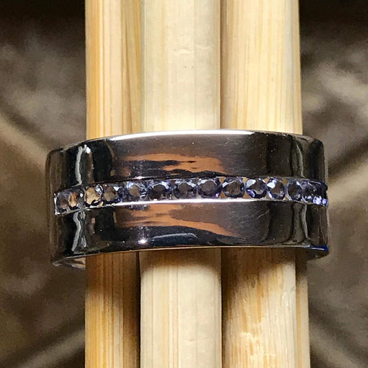 Natural Iolite 925 Sterling Silver Men's Band Ring Size 9, 11, 12 - Natural Rocks by Kala