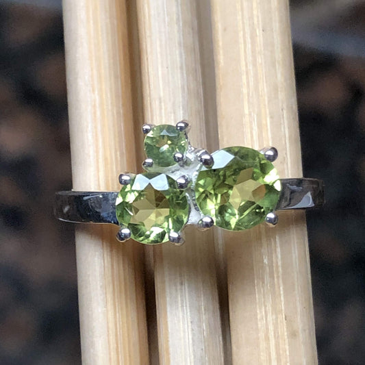 Genuine 2ct Green Peridot 925 Solid Sterling Silver Stackable Ring Size 6, 7, 8, 9 - Natural Rocks by Kala