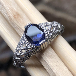 Natural 2ct Iolite 925 Solid Sterling Silver Engagement Ring Size 5, 6, 7, 8, 9 - Natural Rocks by Kala