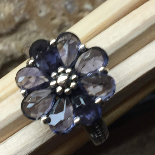 Natural 6ct Iolite 925 Solid Sterling Silver Ring Size 6, 7, 8, 9 - Natural Rocks by Kala