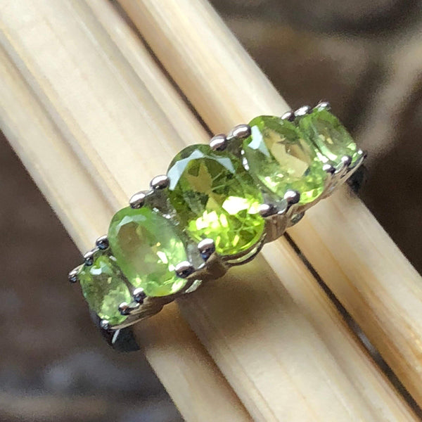Natural 2.5ct Green Peridot 925 Solid Sterling Silver Ring Size 6