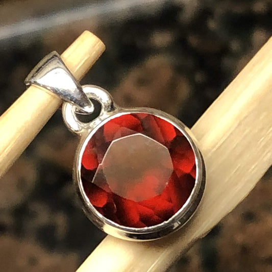 Natural Hessonite Garnet 925 Solid Sterling Silver Pendant 15mm - Natural Rocks by Kala