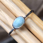 Genuine Dominican Larimar 925 Sterling Silver Engagement Ring Size 9, 10 - Natural Rocks by Kala