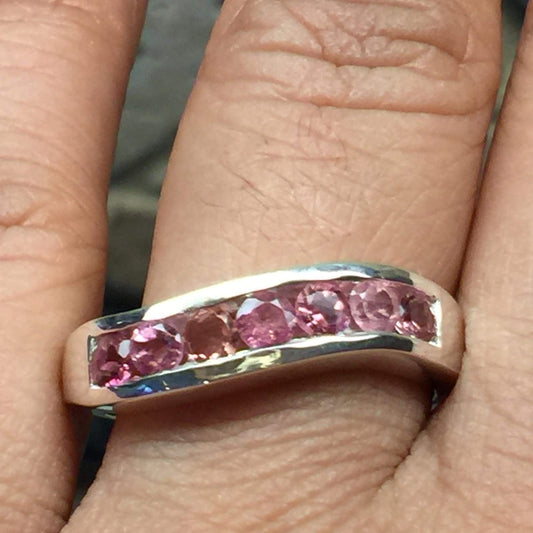 Natural 2.5ct Rubellite Tourmaline 925 Sterling Silver Ring Size 6, 7, 8 - Natural Rocks by Kala