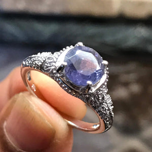 Natural 1ct Iolite 925 Solid Sterling Silver Engagement Ring Size 6, 8 - Natural Rocks by Kala