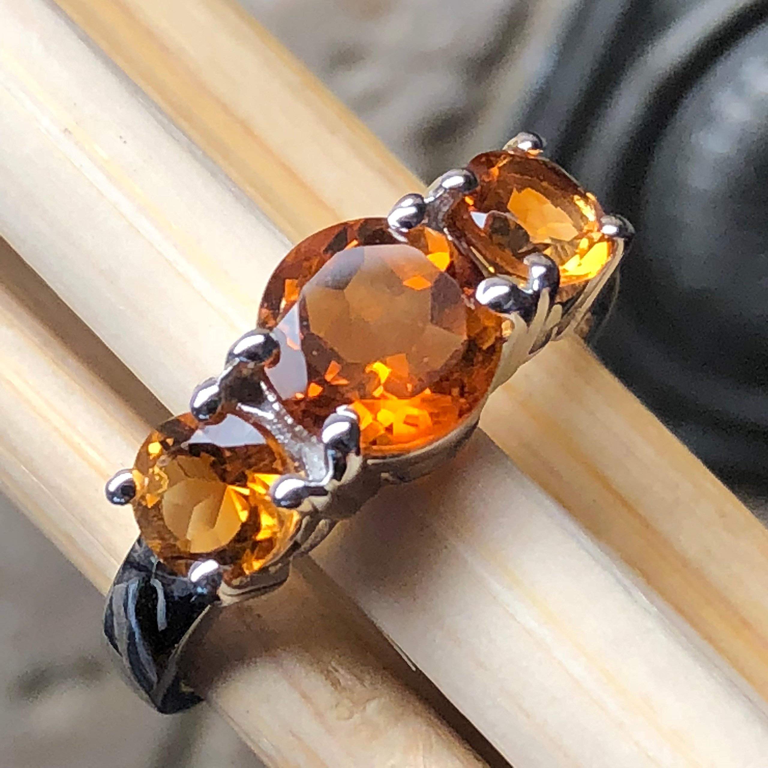 Jewelryonclick 5 Carat Gemstone Natural Citrine Cut Silver Rings