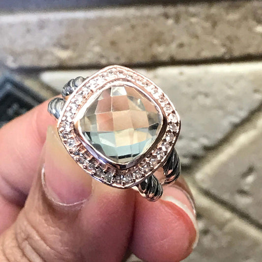 Natural 4ct Green Amethyst 925 Solid Sterling Silver Men's Ring Size 9 - Natural Rocks by Kala