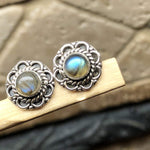Natural Blue Labradorite 925 Sterling Silver Earrings 10mm - Natural Rocks by Kala