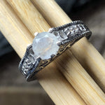 Natural Rainbow Moonstone 925 Solid Sterling Silver Engagement Ring Size 5, 6, 7, 8, 9 - Natural Rocks by Kala