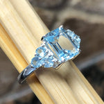 Natural 4ct Blue Topaz 925 Solid Sterling Silver Wedding Ring Size 5, 6, 7, 8, 9 - Natural Rocks by Kala