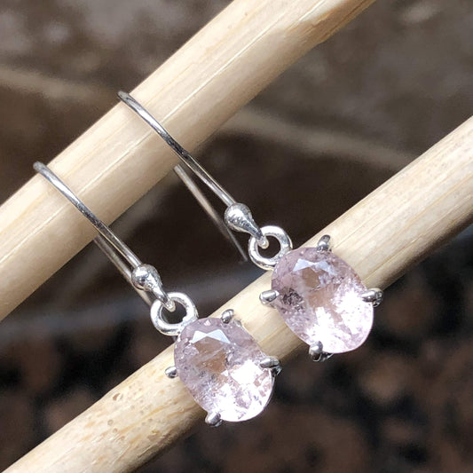 Natural Pink Morganite 925 Solid Sterling Silver Earrings 20mm - Natural Rocks by Kala