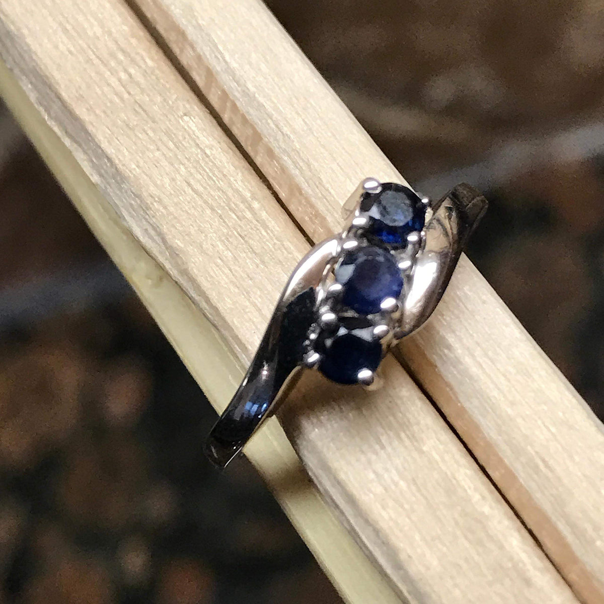 Natural Blue Sapphire 925 Solid Sterling Silver Ring Size 5, 6, 7, 8, 9 - Natural Rocks by Kala