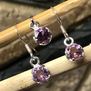 Natural 1.5ct Purple Amethyst 925 Sterling Silver Earrings and Pendant set - Natural Rocks by Kala