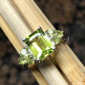 Natural 4ct Green Peridot 925 Solid Sterling Silver Ring Size 6, 7, 8, 9 - Natural Rocks by Kala