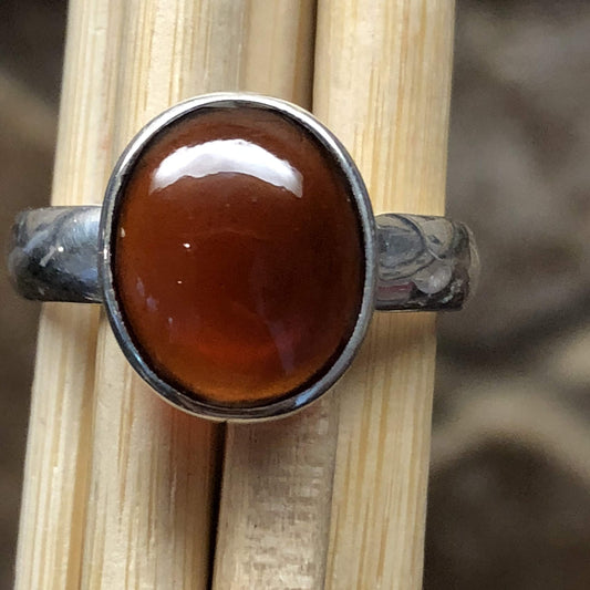 Natural Hessonite Garnet 925 Solid Sterling Silver Ring Size 6.5, 7.5, 8.5 - Natural Rocks by Kala