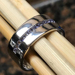 Natural Iolite 925 Sterling Silver Men's Band Ring Size 9, 11, 12 - Natural Rocks by Kala