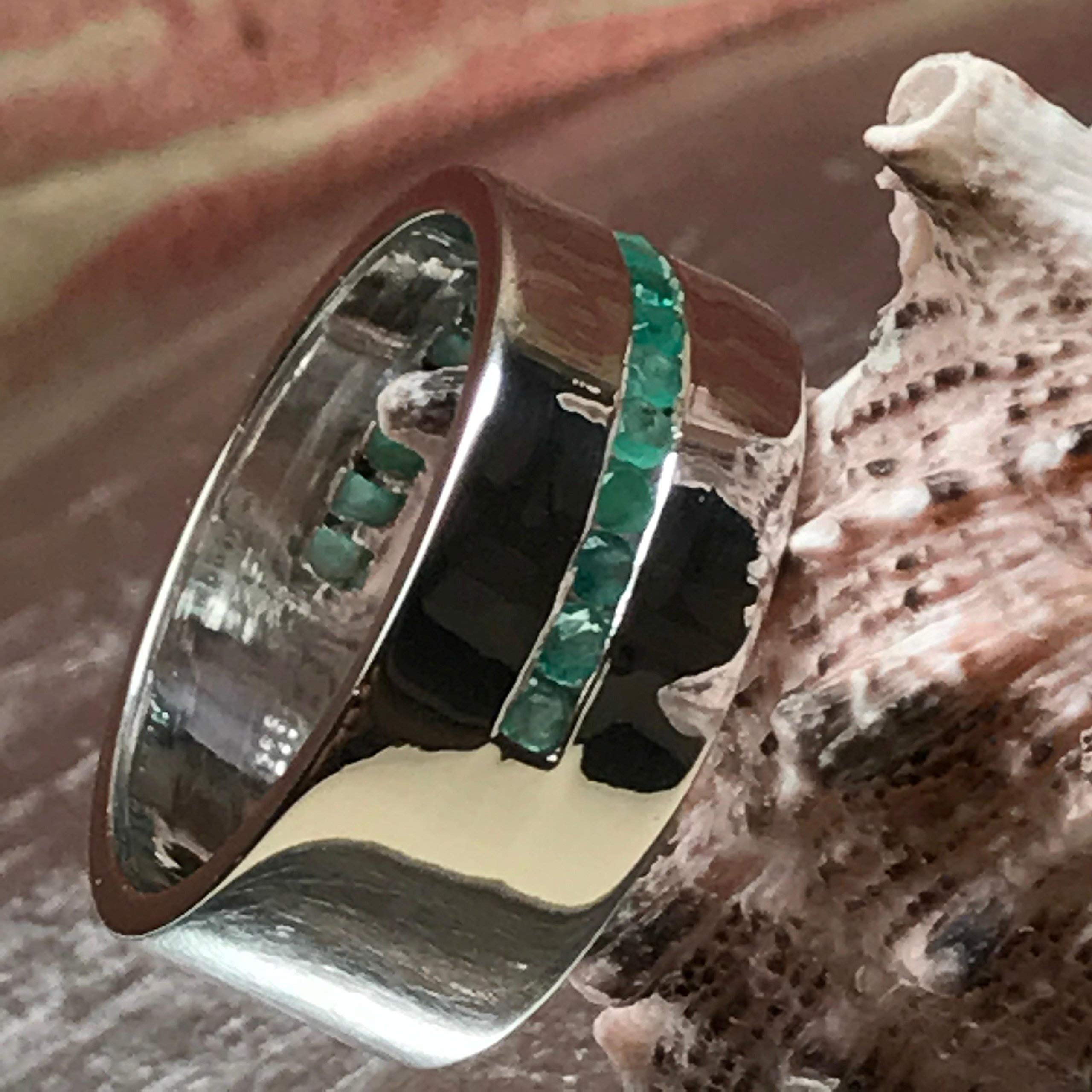 Natural Emerald 925 Solid Sterling Silver Men's Ring Size 6, 7, 8, 9, 10, 11, 12, 13 - Natural Rocks by Kala