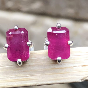 Natural Ruby 925 Solid Sterling Silver Earrings 6mm - Natural Rocks by Kala