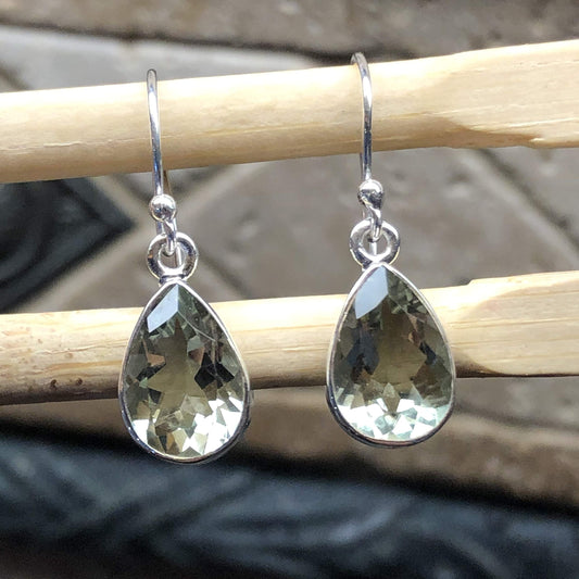 Natural 2.5ct Green Amethyst 925 Solid Sterling Silver Earrings 25mm - Natural Rocks by Kala