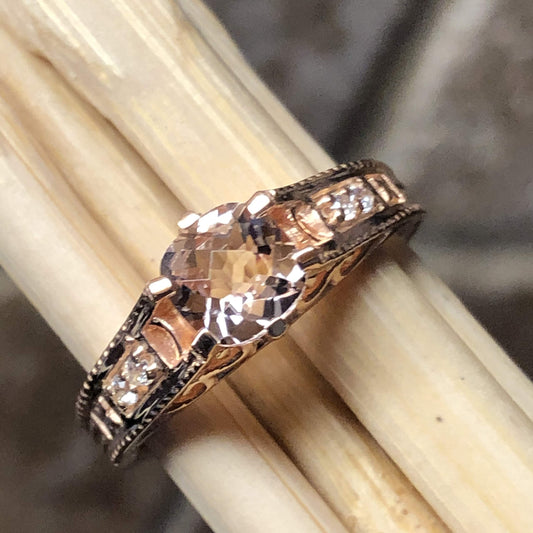 Natural 1ct Peach Morganite 14k Rose Gold Over Sterling Silver Engagement Ring Size 5, 6, 7, 8, 9 - Natural Rocks by Kala