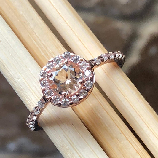 Natural Peach Morganite 14k Rose Gold Over Sterling Silver Engagement Ring Size 5, 6, 7, 8, 9 - Natural Rocks by Kala