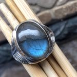 Natural Blue Labradorite 925 Solid Sterling Silver Men's Ring 7, 8, 9, 10, 11, 12, 13 - Natural Rocks by Kala