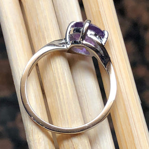 Natural 1ct Purple Amethyst, White Topaz 925 Solid Sterling Silver Engagement Ring Size 6, 7, 8 - Natural Rocks by Kala