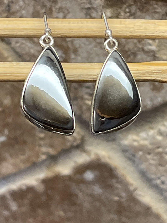 Natural Hematite 925 Solid Sterling Silver Earrings 35mm - Natural Rocks by Kala