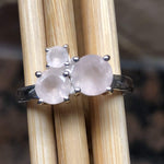 Natural Pink Rose Quartz 925 Sterling Silver Wedding Ring Size 6, 8, 9 - Natural Rocks by Kala