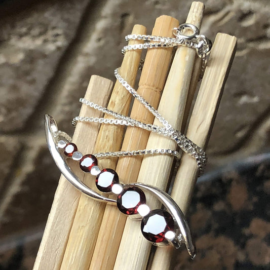 Natural 1.5ct Pyrope Garnet 925 Solid Sterling Silver Pendant Necklace 16'' - Natural Rocks by Kala