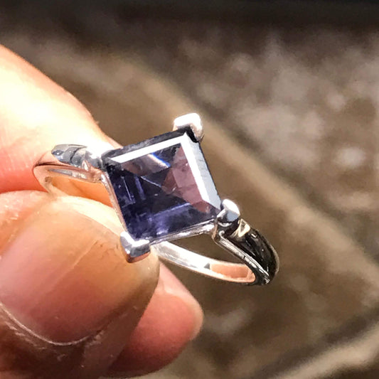 Natural 1ct Iolite 925 Sterling Silver Engagement Ring Size 6, 8, 9 - Natural Rocks by Kala