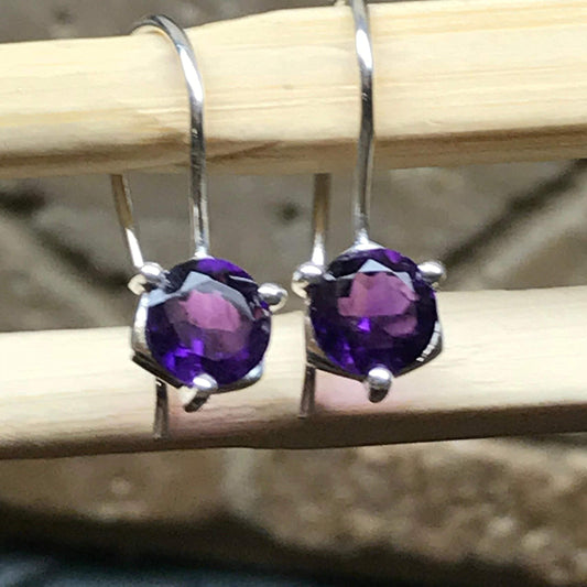 Genuine 2ct Purple Amethyst 925 Solid Sterling Silver Earrings 15mm - Natural Rocks by Kala