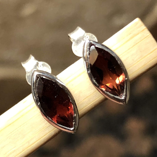 Natural Pyrope Garnet 925 Solid Sterling Silver Earrings 8mm - Natural Rocks by Kala