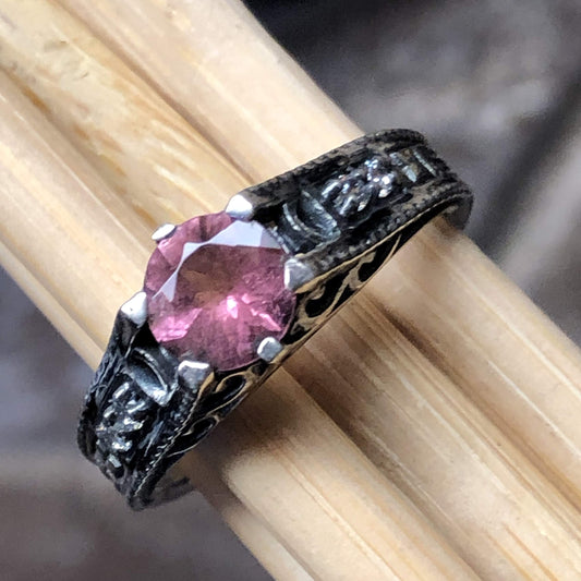 Natural Pink Tourmaline 925 Solid Sterling Silver Engagement Ring Size 6, 7, 8, 9 - Natural Rocks by Kala