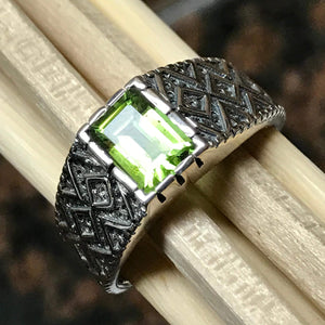 Genuine 2ct Green Peridot 925 Sterling Silver Men's Ring Size 7, 8, 9, 10, 11, 12, 13 - Natural Rocks by Kala