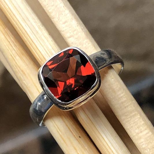 Natural 1.5ct Pyrope Garnet 925 Solid Sterling Silver Engagement Ring Size 6.5, 9.5 - Natural Rocks by Kala