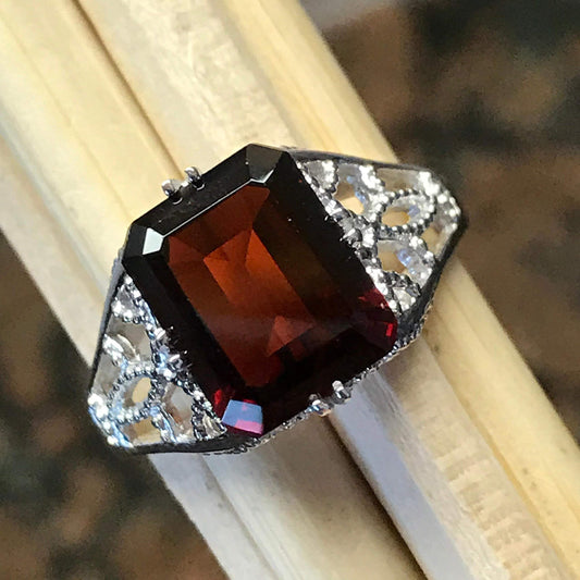 Natural 2.5ct Pyrope Garnet 925 Solid Sterling Silver Engagement Ring Size 6, 7, 8, 9 - Natural Rocks by Kala
