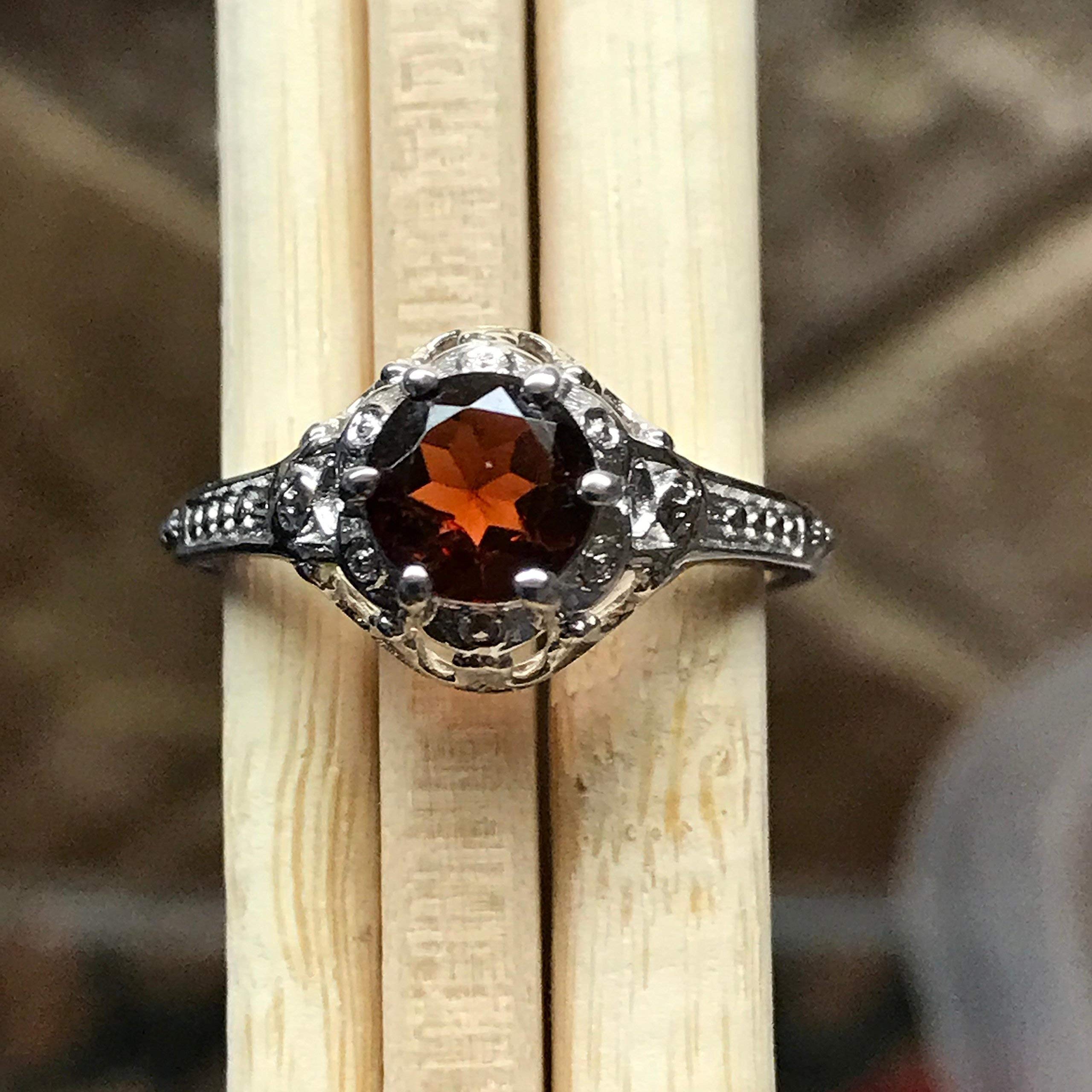 Natural 1ct Rhodolite Garnet 925 Solid Sterling Silver Engagement Ring Size 6, 7, 8, 9 - Natural Rocks by Kala