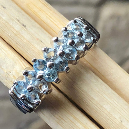 Natural Aquamarine 925 Solid Sterling Silver Ring Size 6, 7, 8, 9 - Natural Rocks by Kala