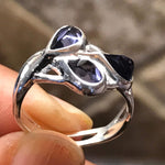 Natural 2ct Iolite 925 Solid Sterling Silver Ring Size 6, 7, 8, 9 - Natural Rocks by Kala