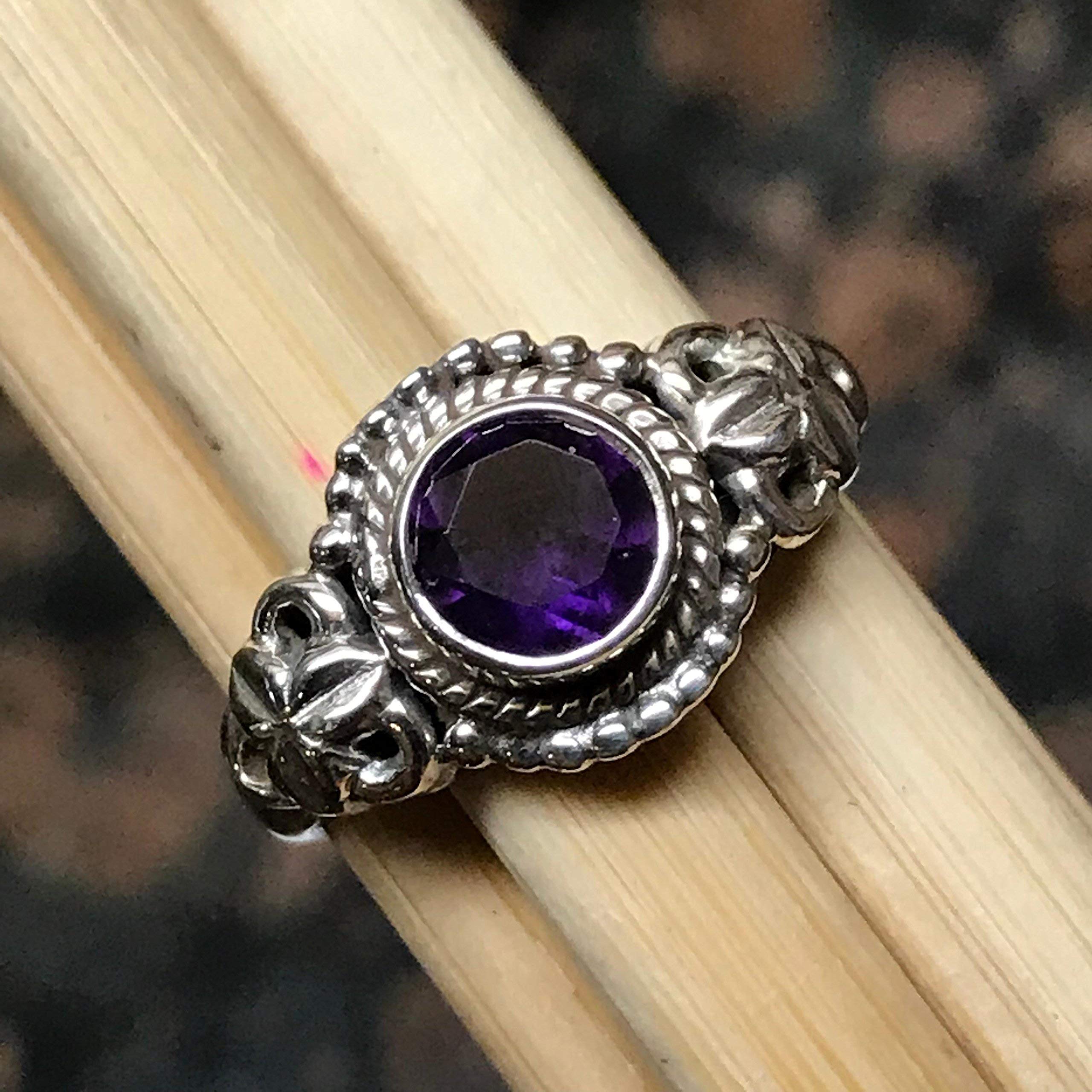 Natural 1ct Purple Amethyst 925 Solid Sterling Silver Engagement Ring Size 6, 7, 8 - Natural Rocks by Kala