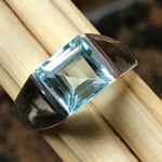 Natural 2ct Blue Topaz 925 Solid Sterling Silver Men's Ring Size 8, 9, 10, 12, 13 - Natural Rocks by Kala