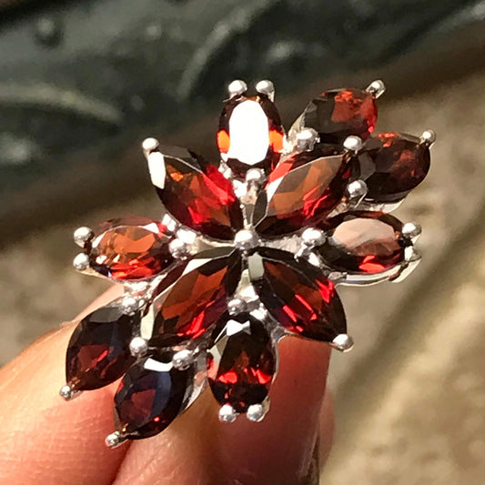 Natural 10ct Fire Garnet 925 Solid Sterling Silver Edwardian Style Ring Size 6, 8, 9 - Natural Rocks by Kala