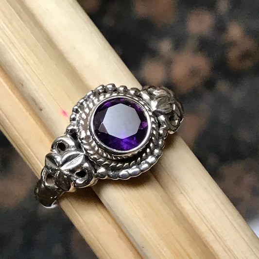Natural 1ct Purple Amethyst 925 Solid Sterling Silver Engagement Ring Size 6, 7, 8 - Natural Rocks by Kala