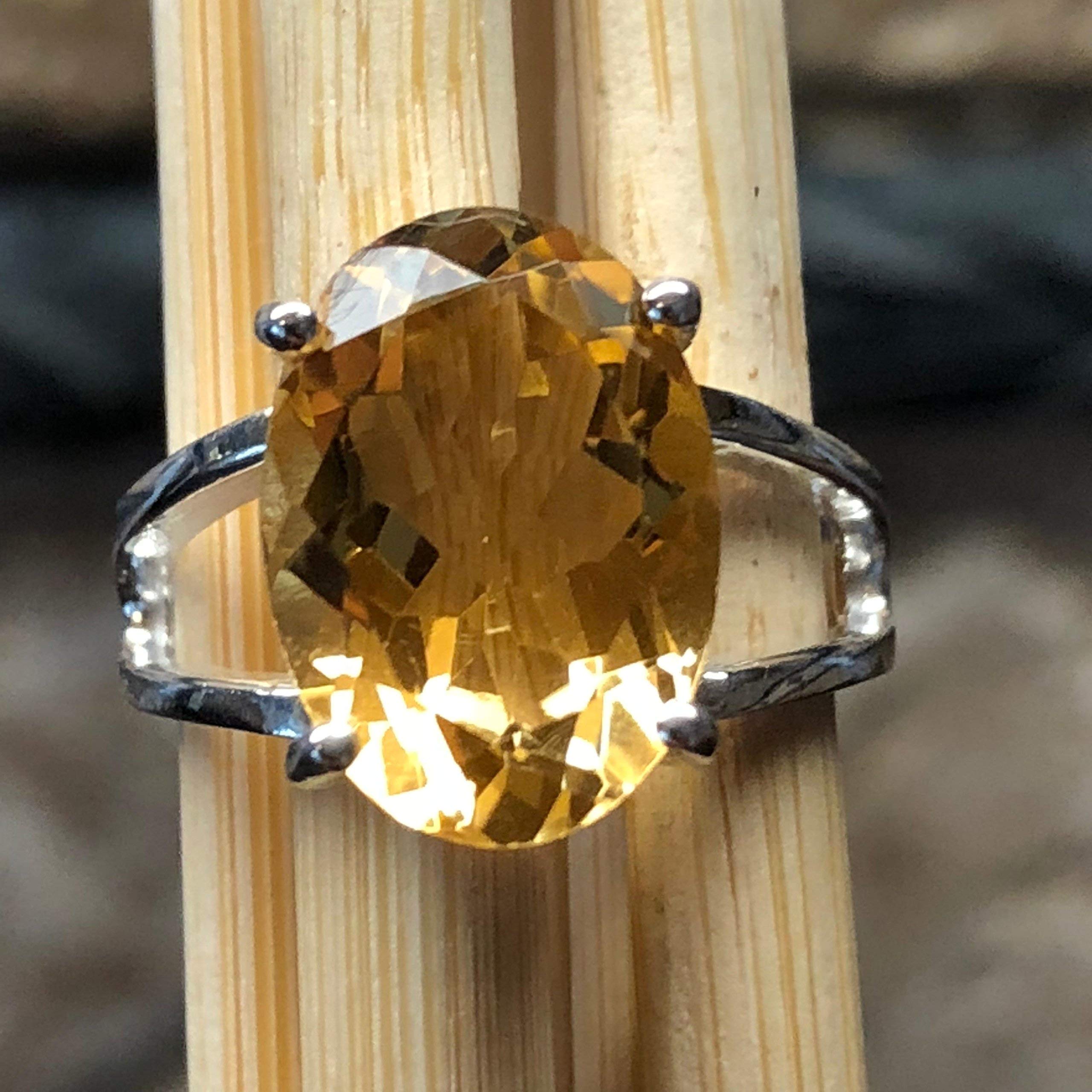 Genuine 4ct Golden Citrine 925 Solid Sterling Silver Ring Size 6, 7, 8, 9 - Natural Rocks by Kala
