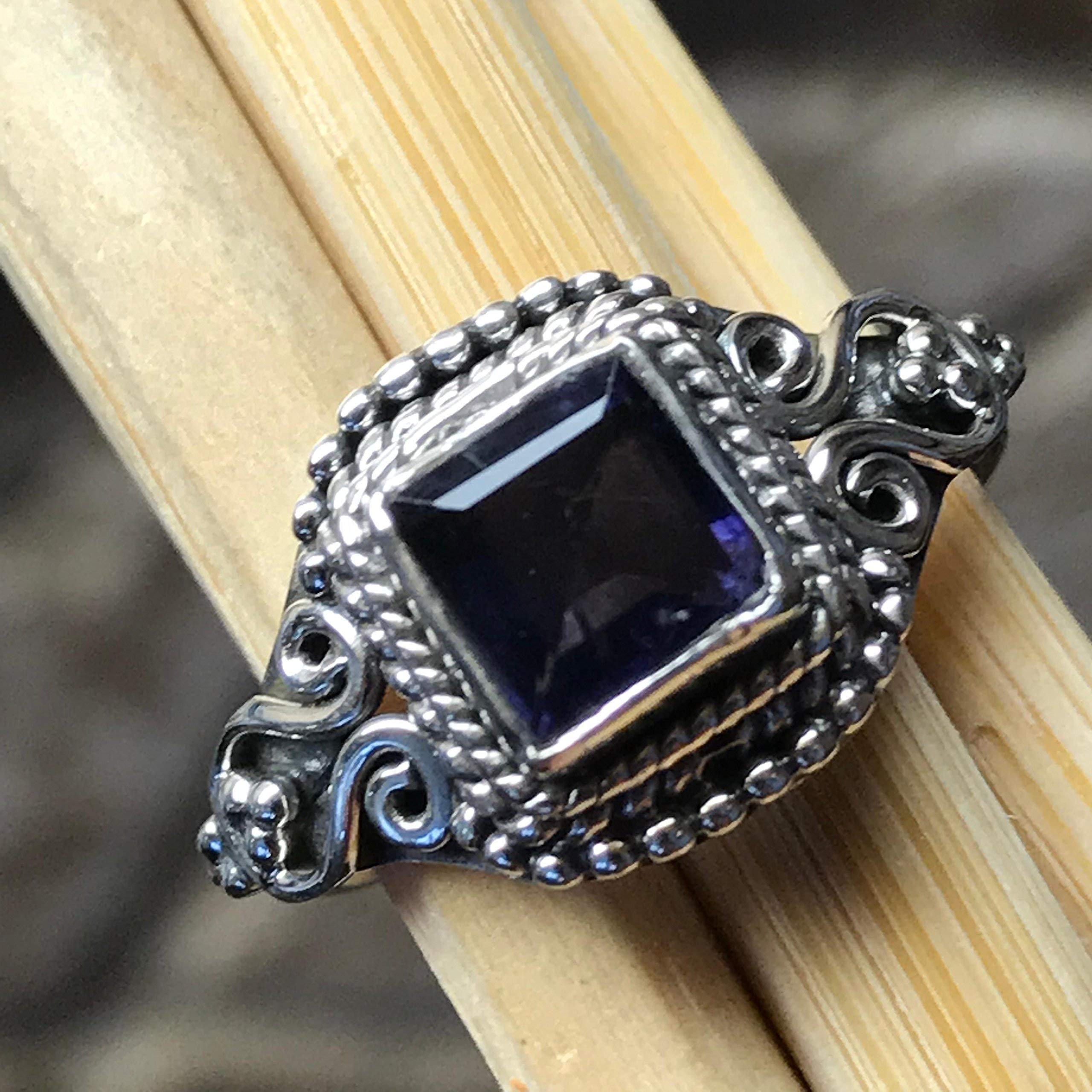 Genuine 1ct Iolite 925 Solid Sterling Silver Engagement Ring Size 6, 7.5 - Natural Rocks by Kala