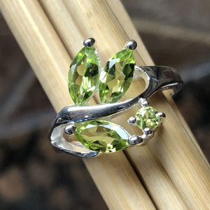 Genuine 2ct Green Peridot 925 Solid Sterling Silver Ring Size 6, 7, 8, 9 - Natural Rocks by Kala