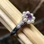 Natural Purple Amethyst 925 Solid Sterling Silver Engagement Ring Size 5, 6, 7, 8, 9 - Natural Rocks by Kala