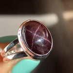 Natural 4 Pointed Star Garnet 925 Solid Sterling Silver Ring Size 7.25