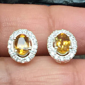 Natural 2ct Golden Citrine 925 Solid Sterling Silver Earrings 10mm - Natural Rocks by Kala